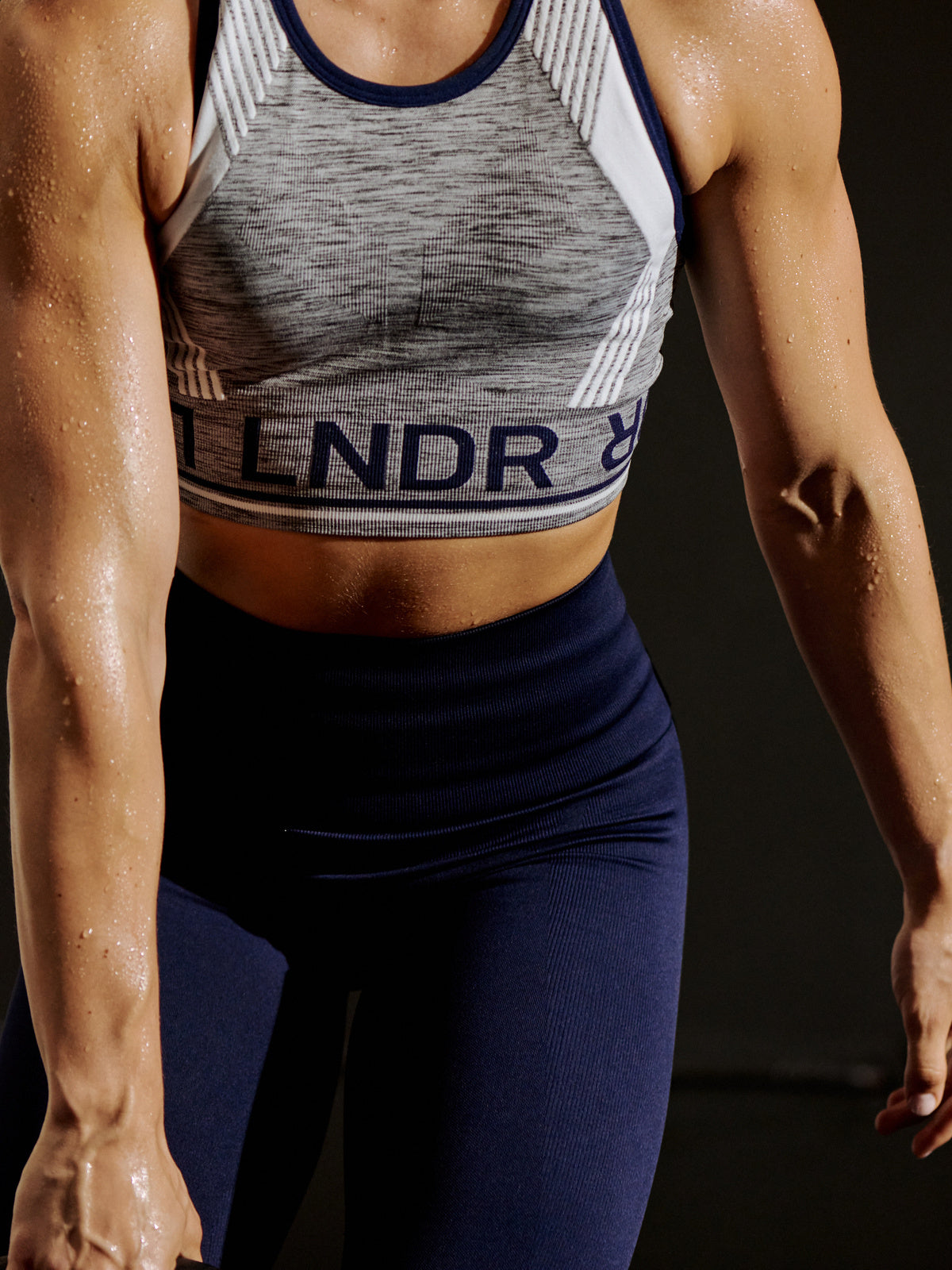 Womens aero grey high neck sports bra 9