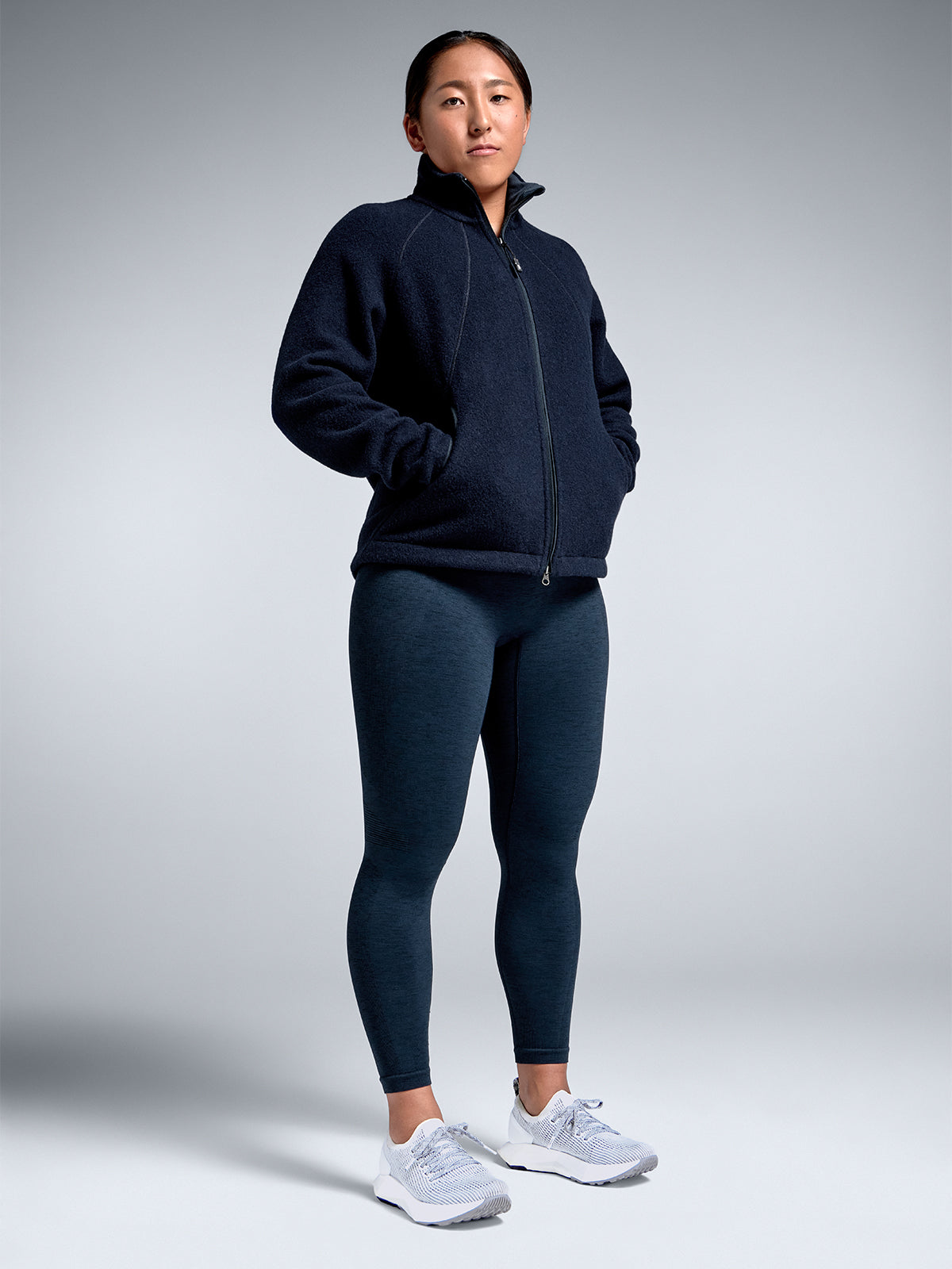 Womens woolen explore sports jacket in navy 8