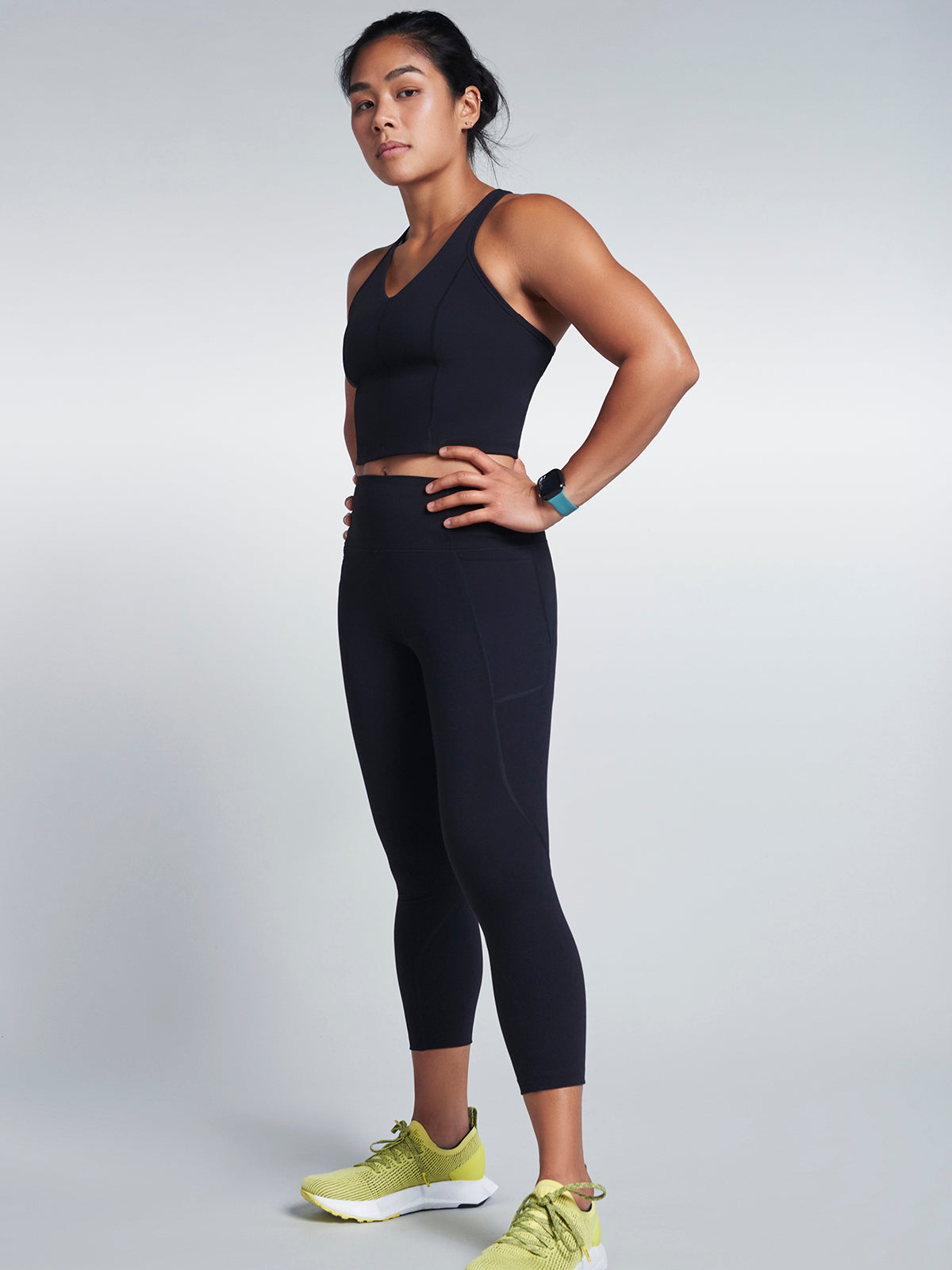 Womens femme fatale recycled longline black sports bra 6