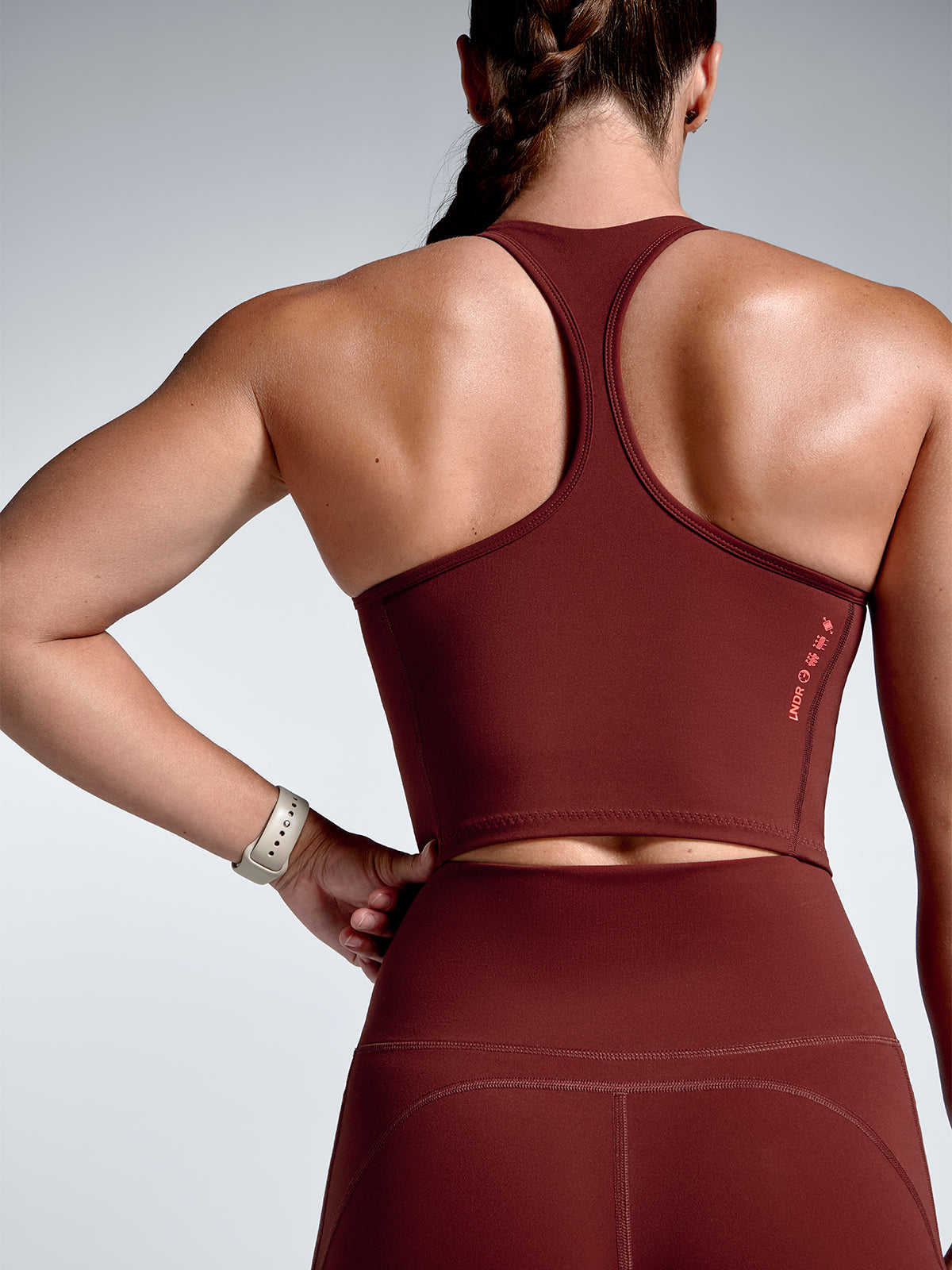 Womens femme fatale longline red rust sports bra 4