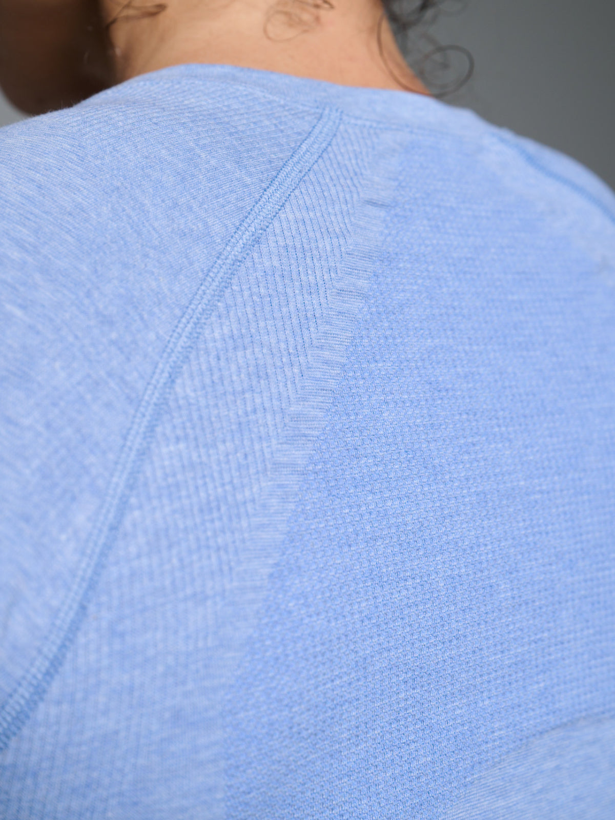 Womens here today cropped long sleeve blue marl tank top 4