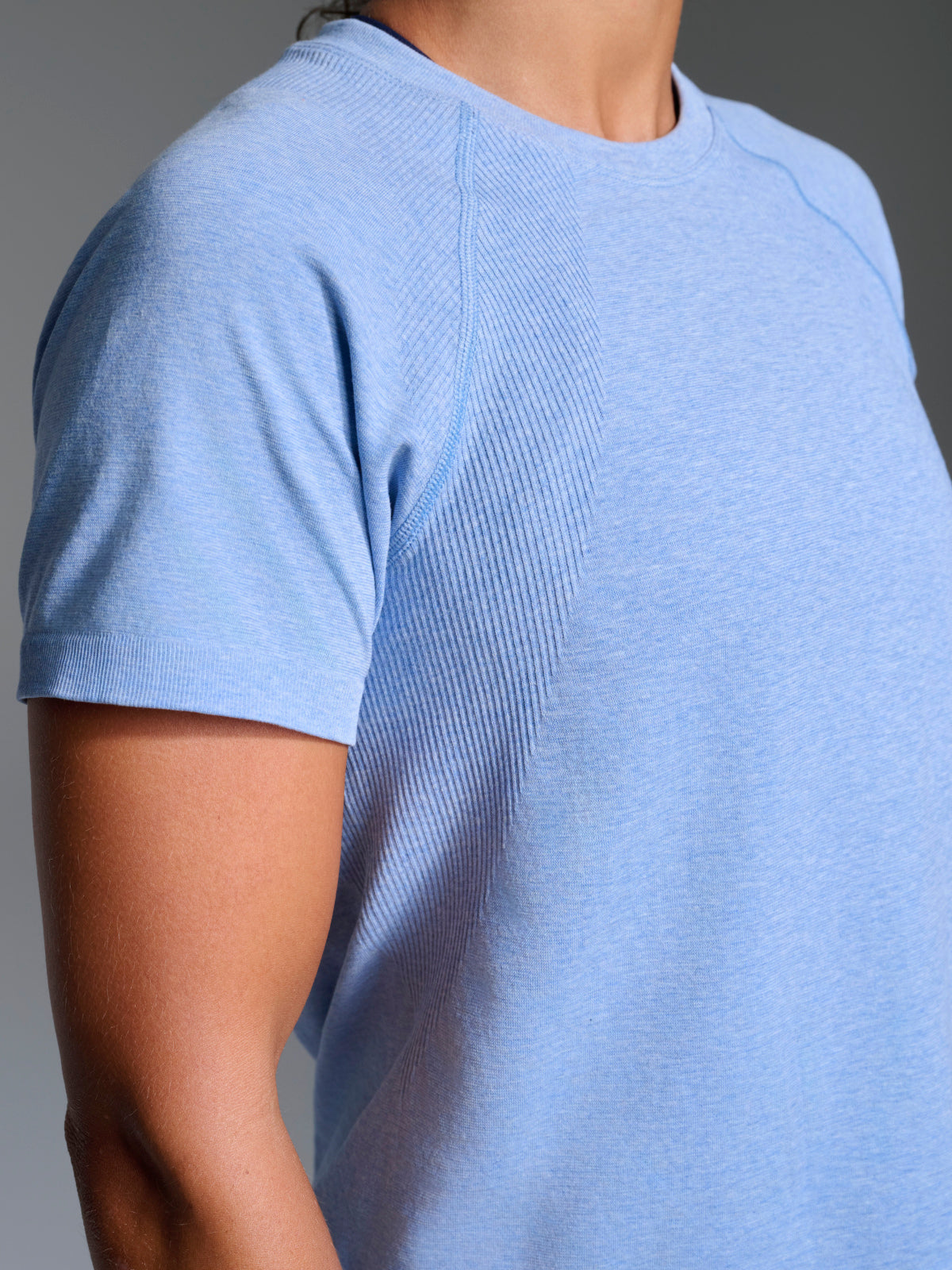 Womens here today cropped blue marl tee 2