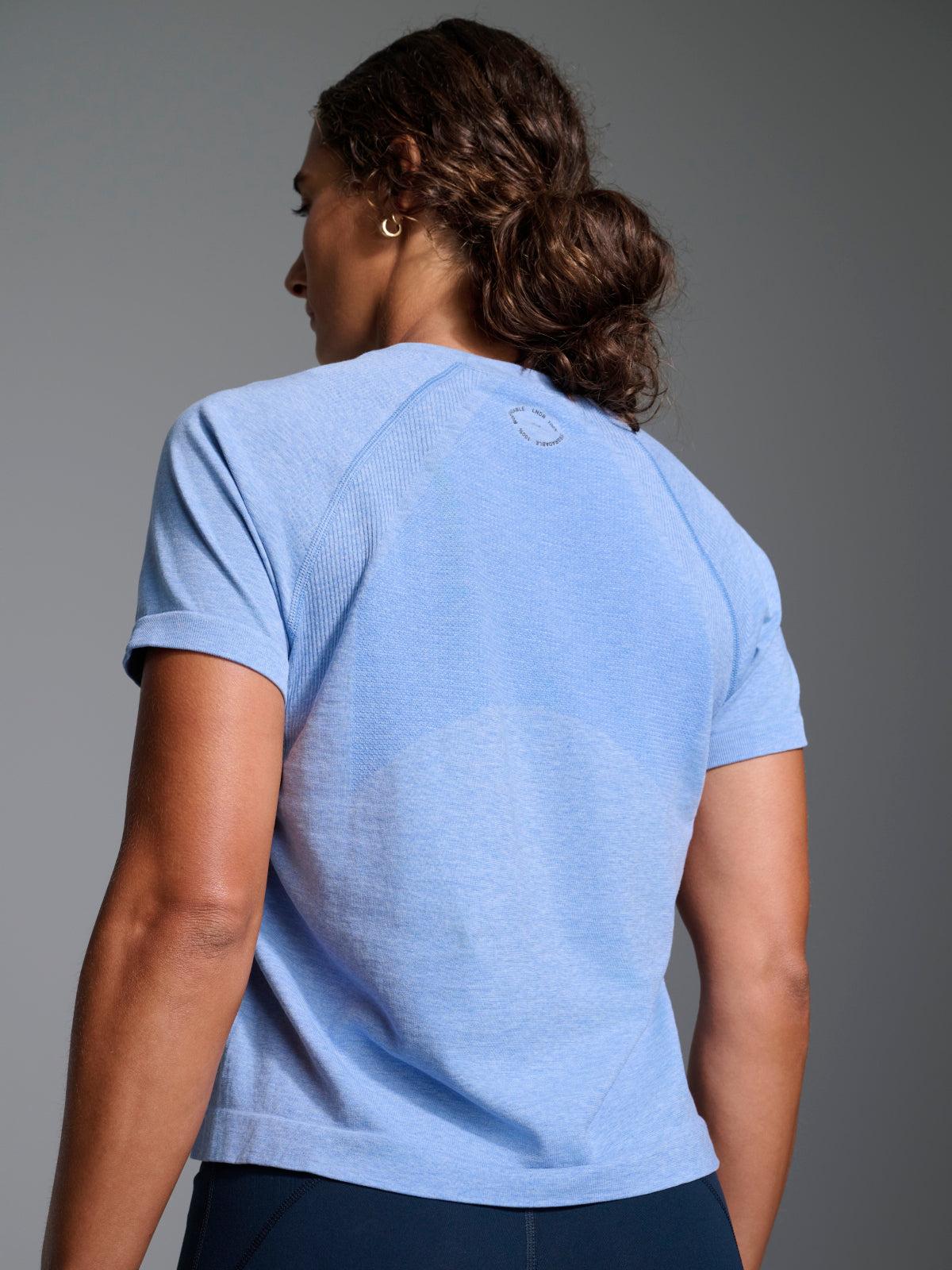 Womens here today cropped blue marl tee 3