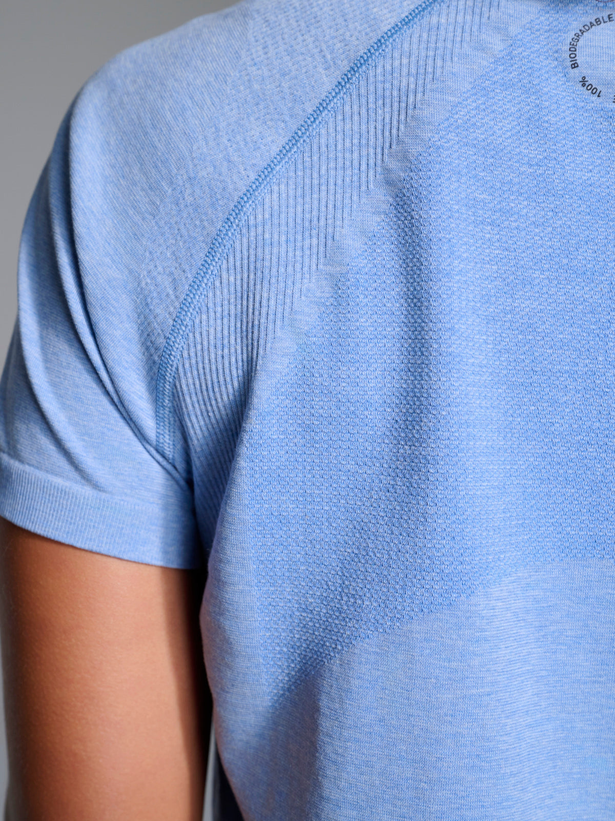 Womens here today cropped blue marl tee 4