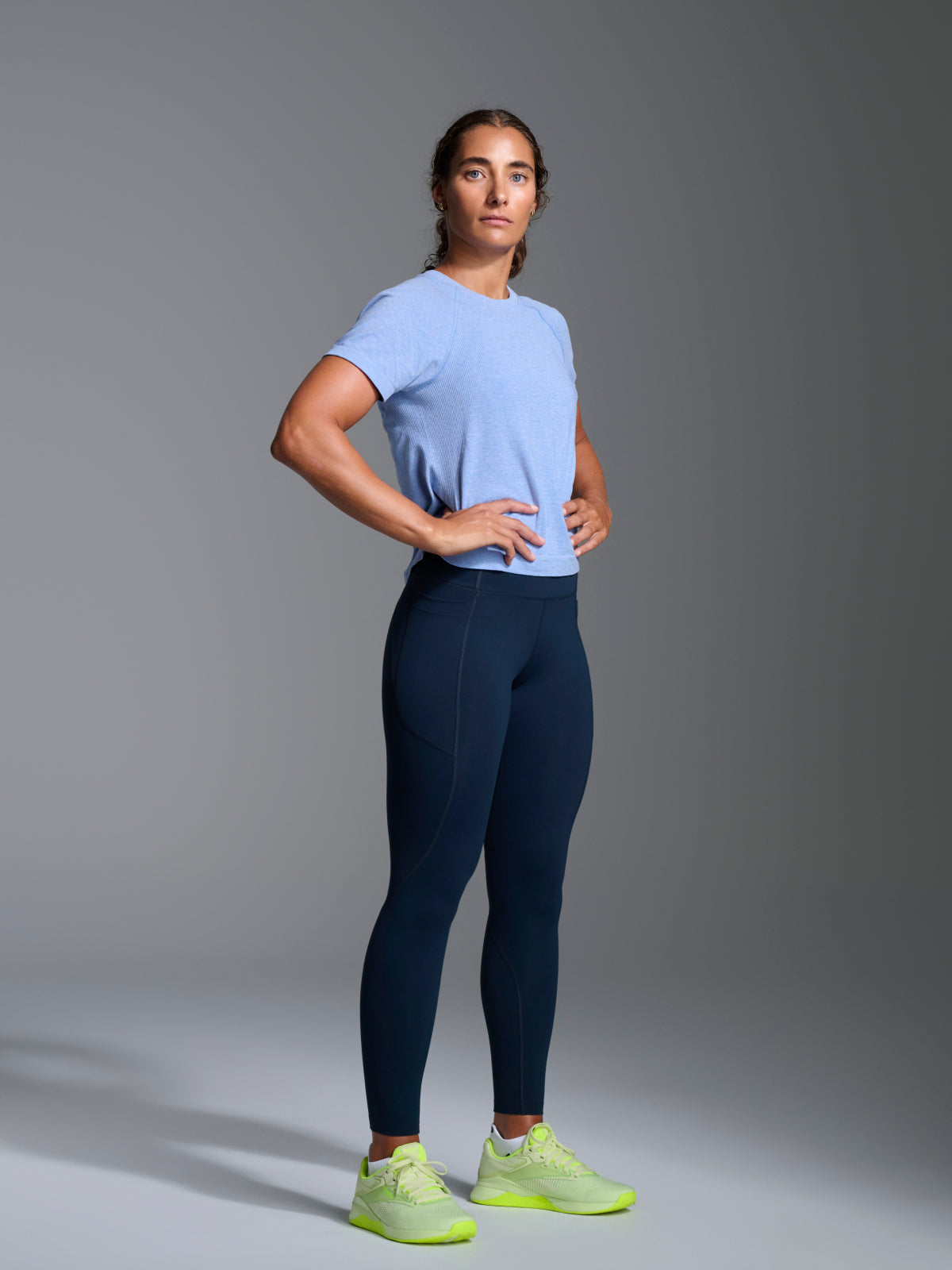 Womens here today cropped blue marl tee 5