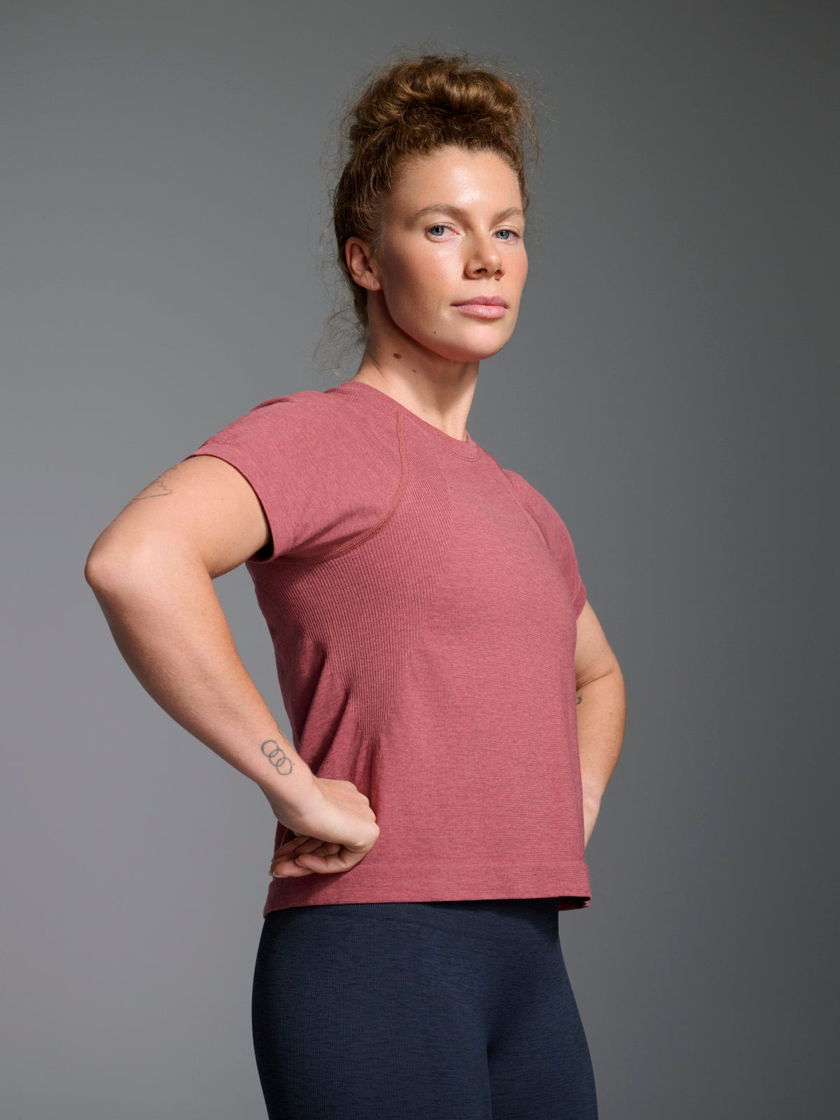 Womens here today cropped red earth marl tee 1