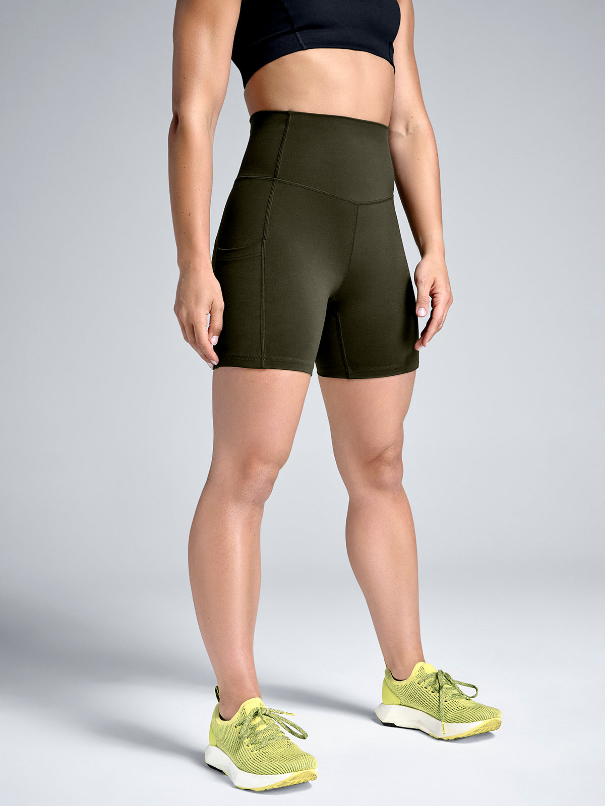 Womens obsession high waisted 6 inch olive green bike short 4