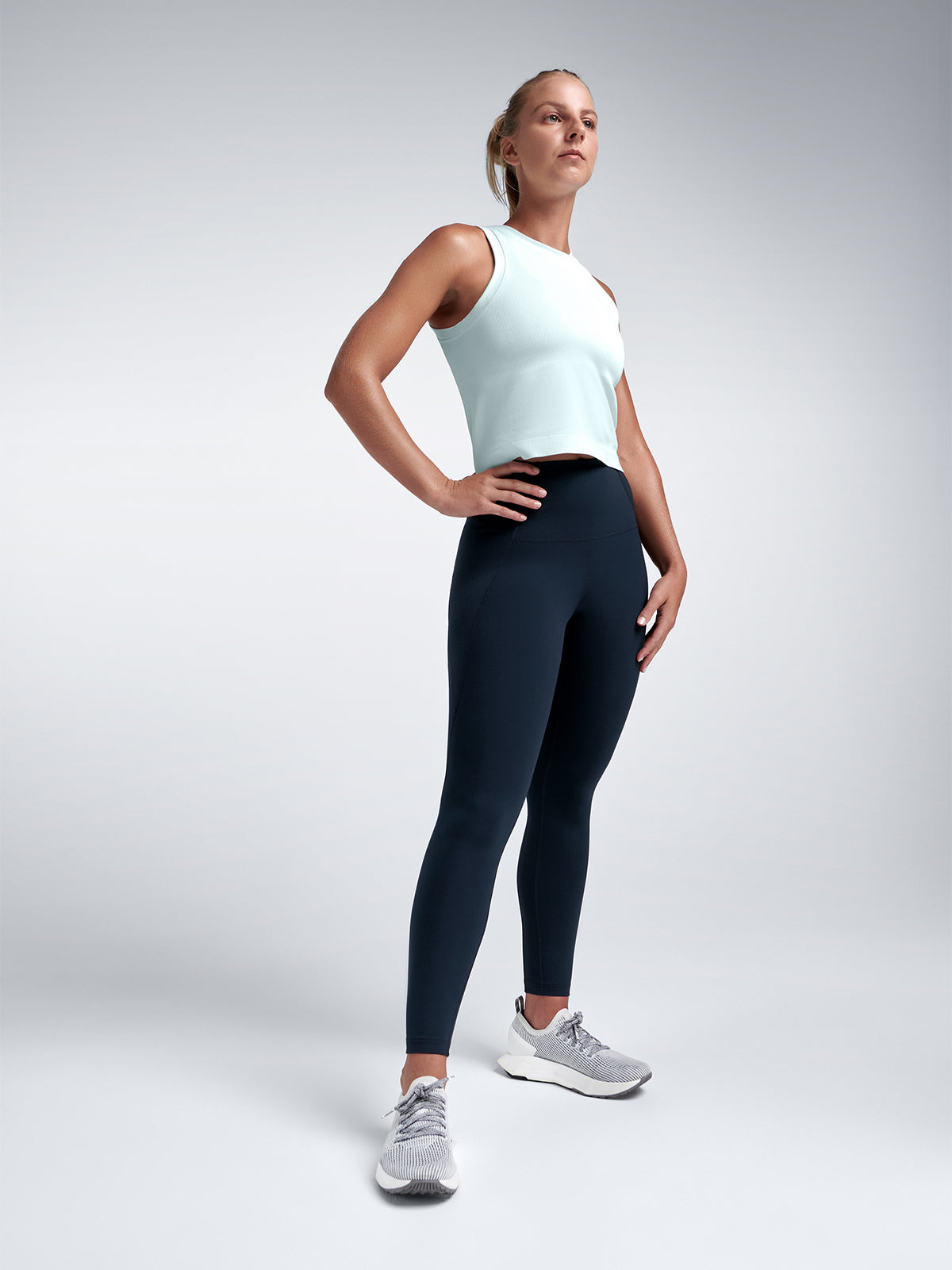 Womens obsession high waisted ankle length marine blue leggings 8