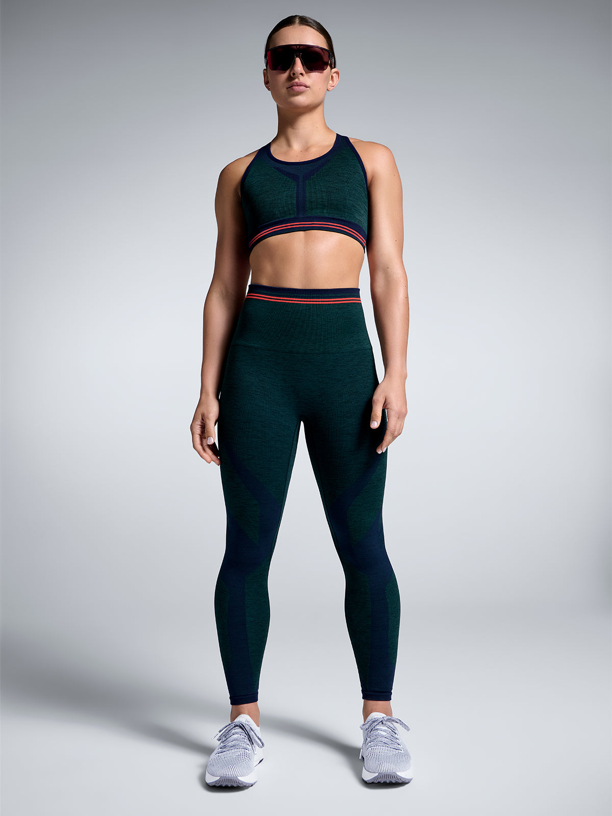 Womens renegade dark green marl sports bra 5