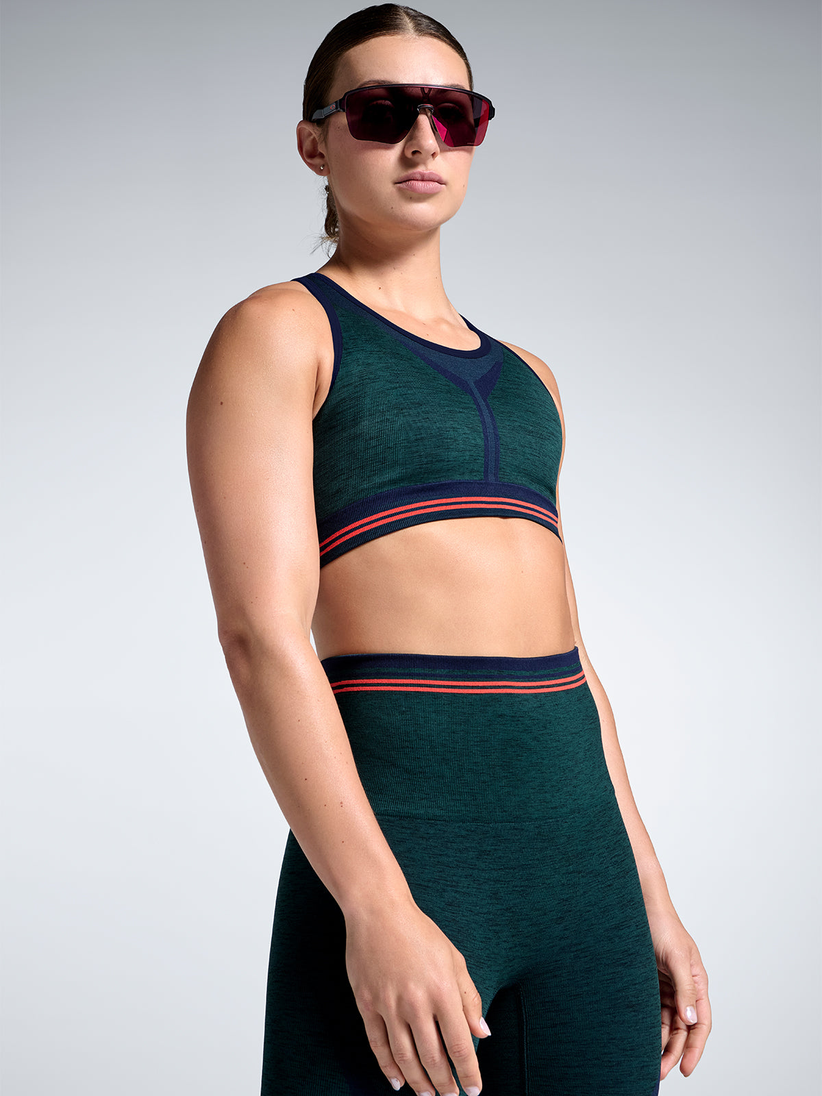 Womens renegade dark green marl sports bra 6