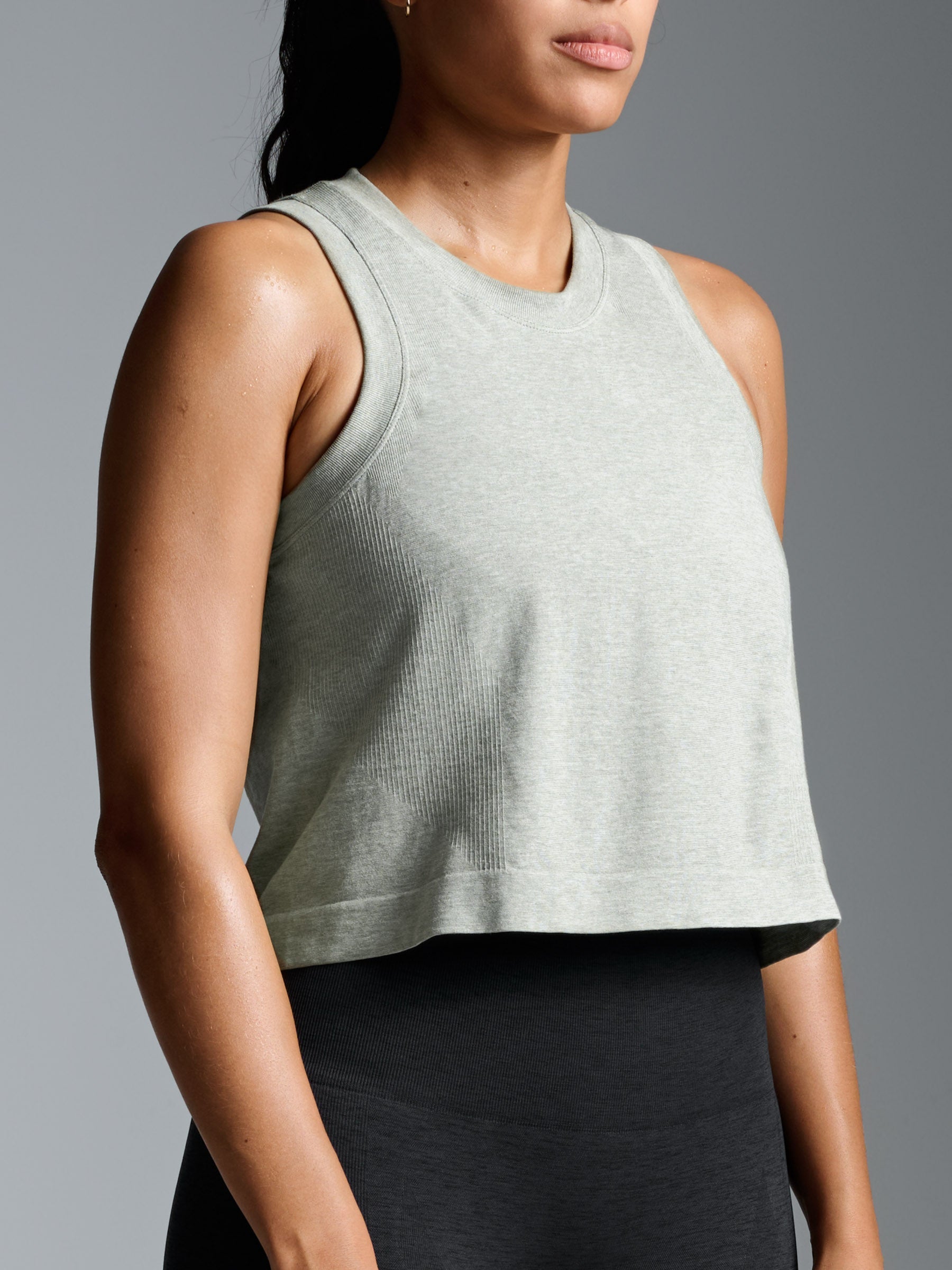 HERE TODAY MELANGE Cropped Tank Sage Marl