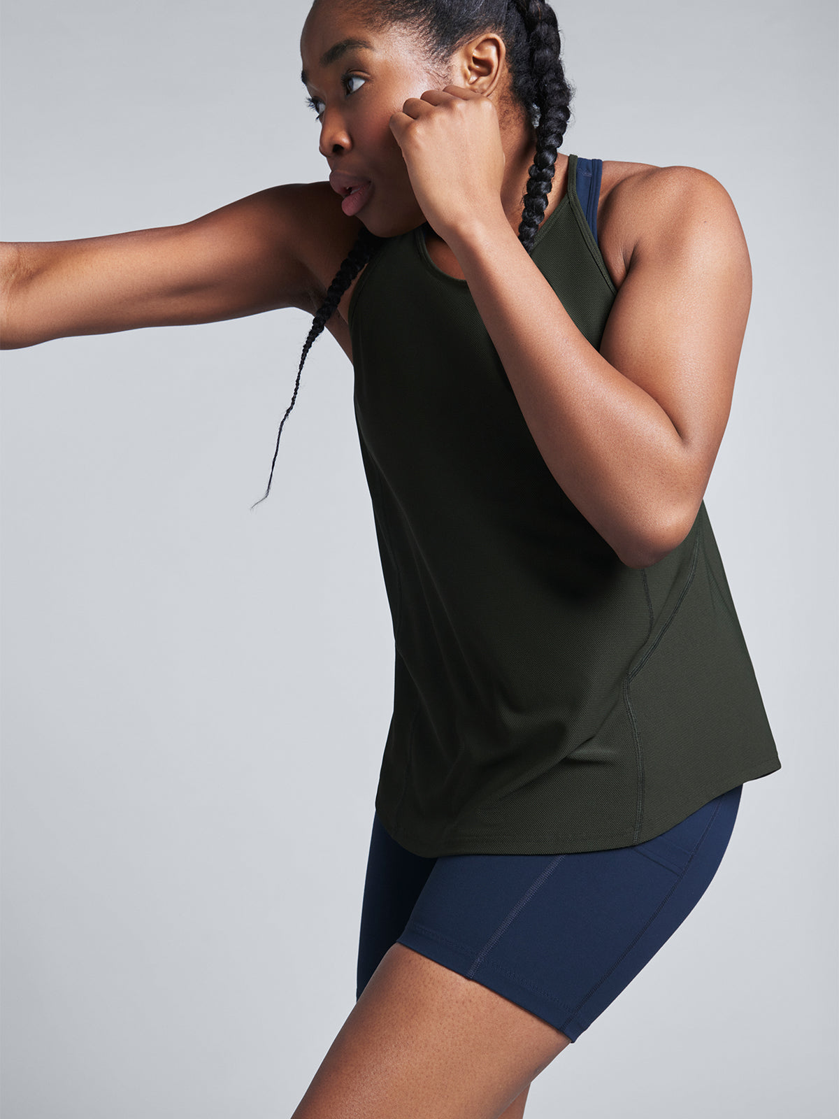 Womens olive green air tank top 5