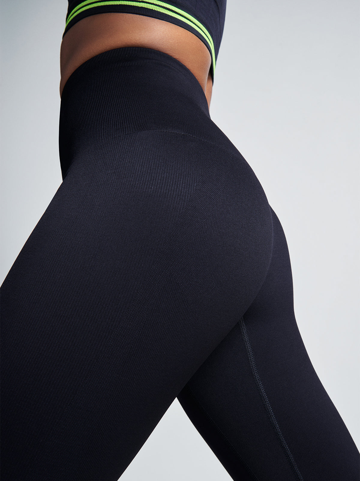 Womens streamline high waisted full black leggings 2