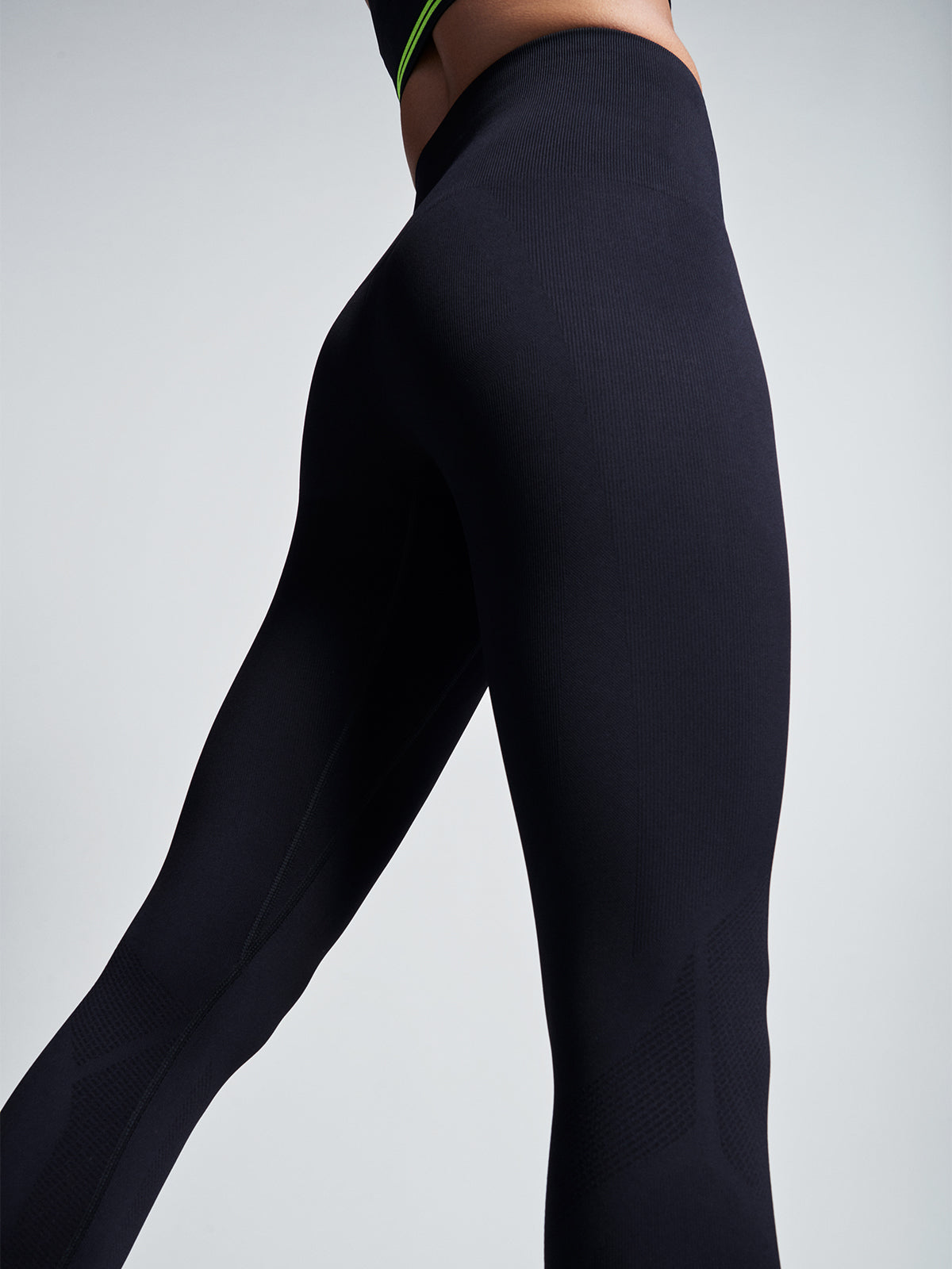 Womens streamline high waisted full black leggings 5