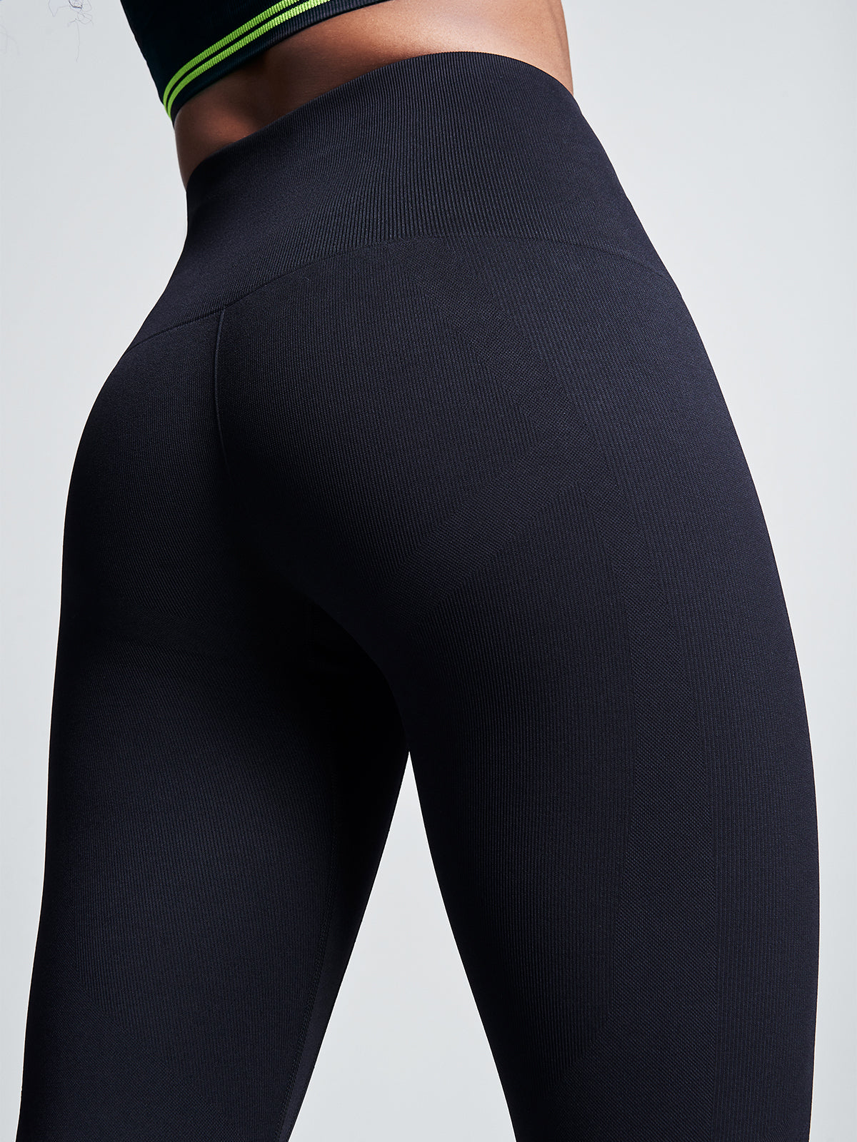 Womens streamline high waisted ankle black leggings 3
