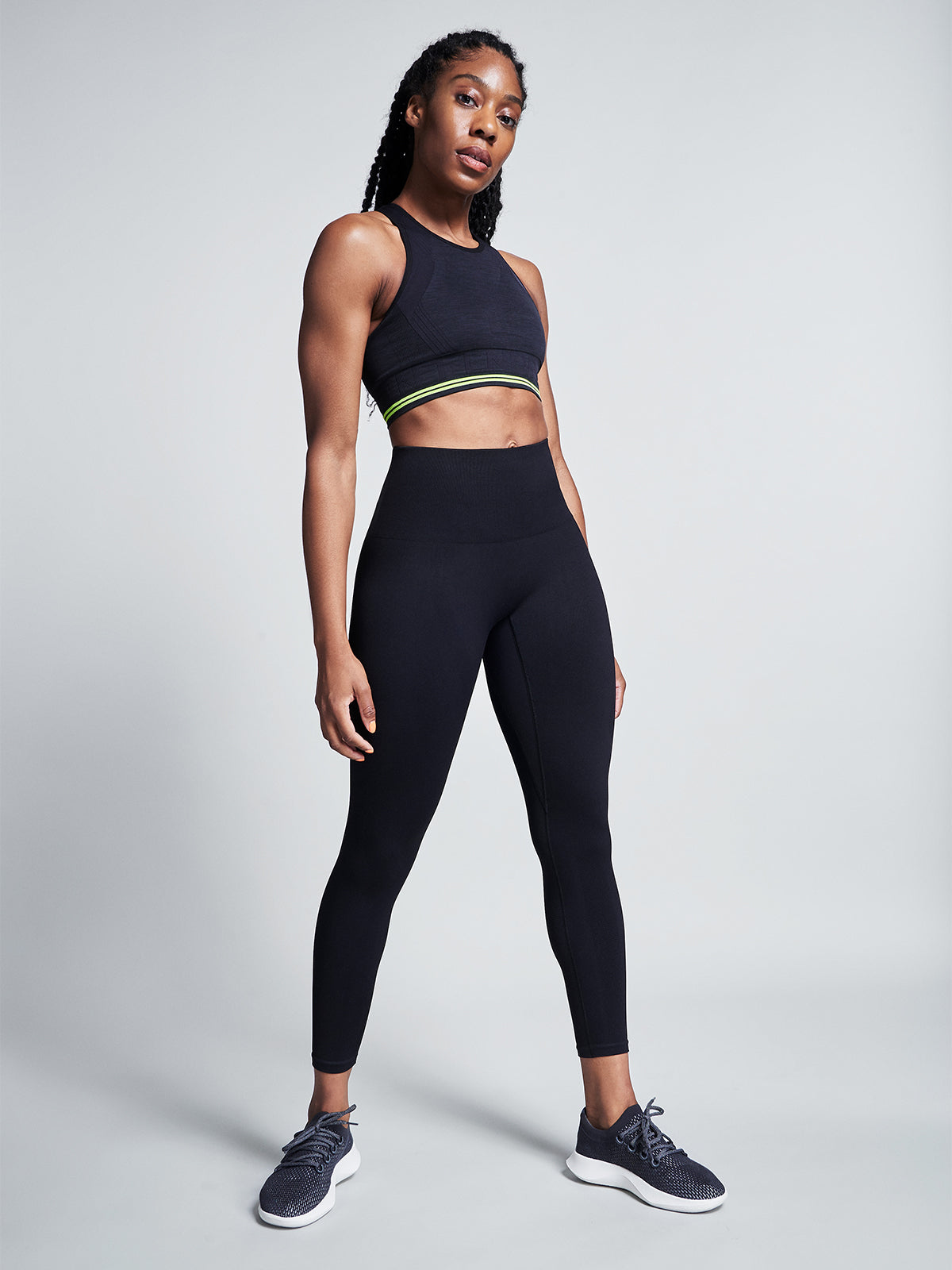 Womens streamline high waisted ankle black leggings 4