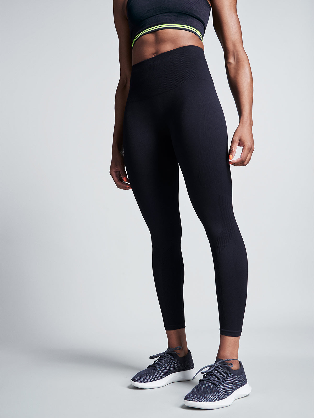 Womens streamline high waisted ankle black leggings 6