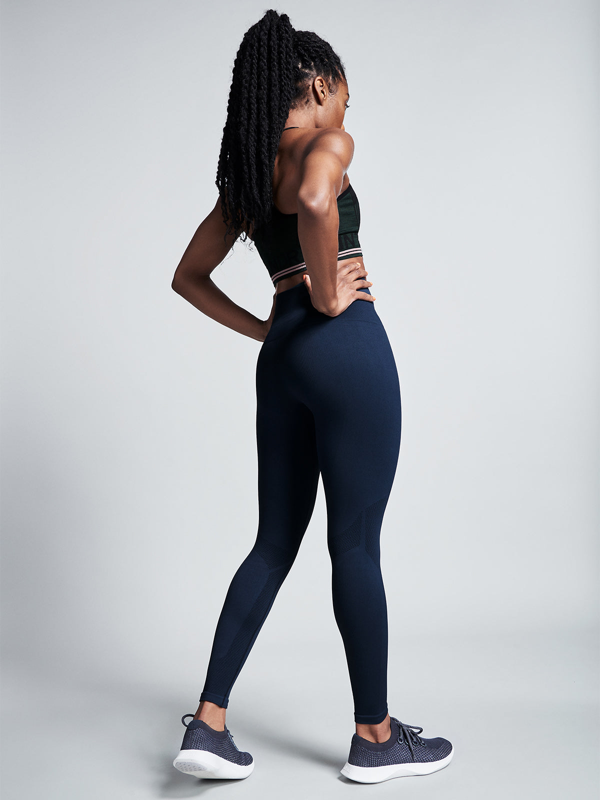 Womens streamline high waisted full marine blue leggings 6