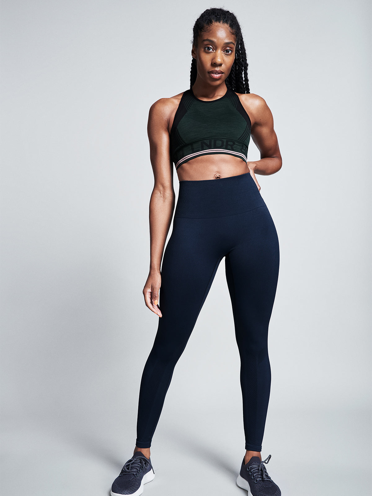 Womens streamline high waisted full marine blue leggings 3