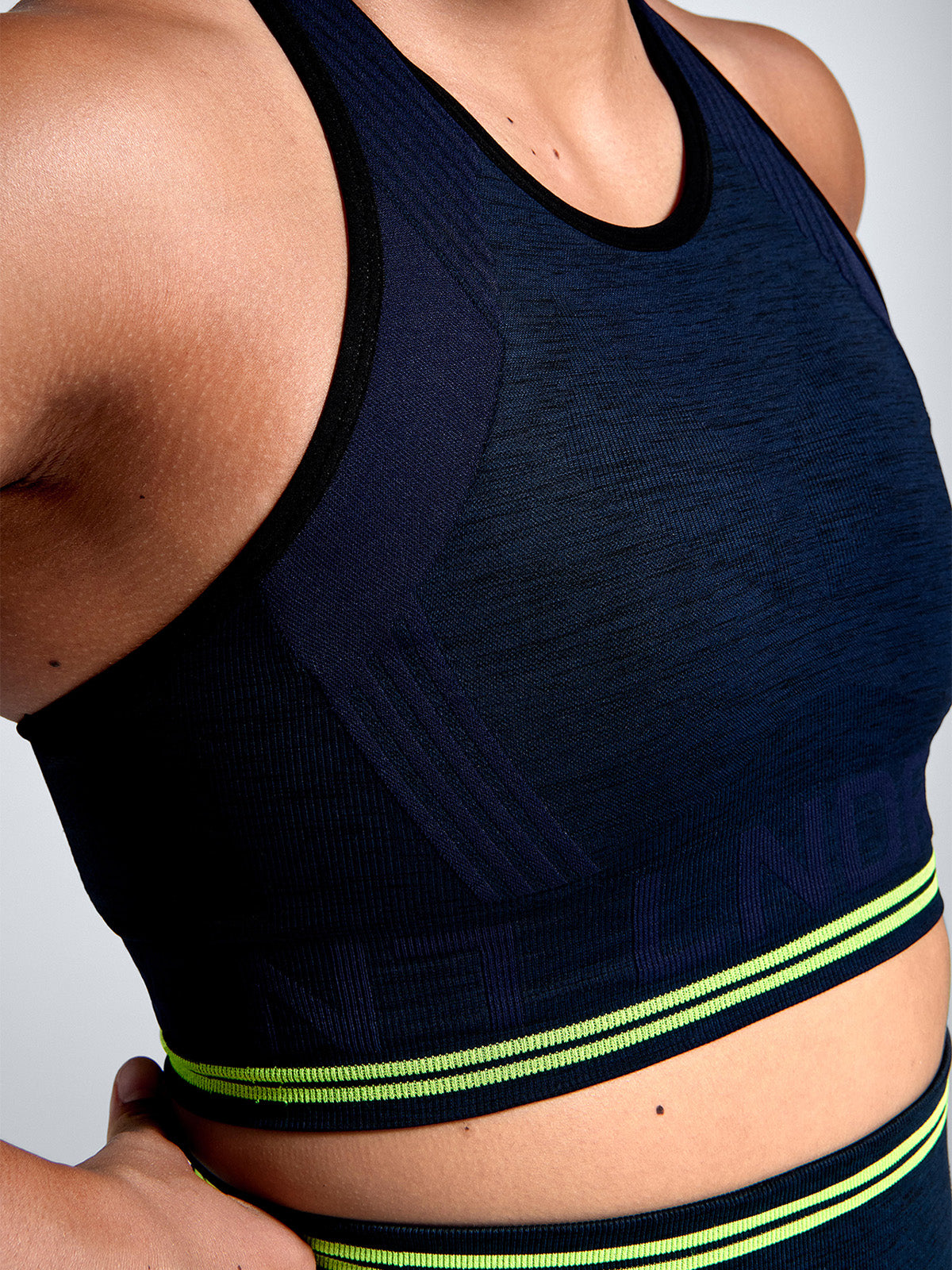 Womens aero navy blue high neck sports bra 4