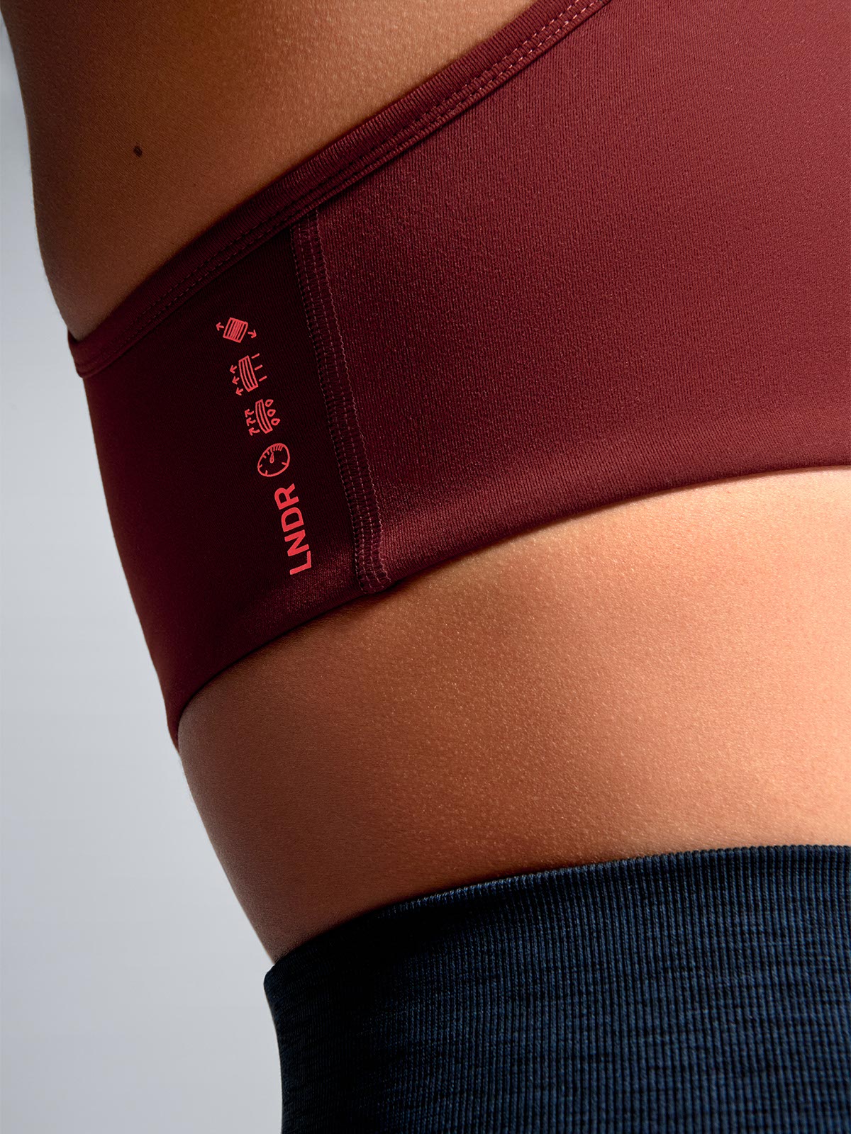 Womens femme fatale marine red rust sports bra 3