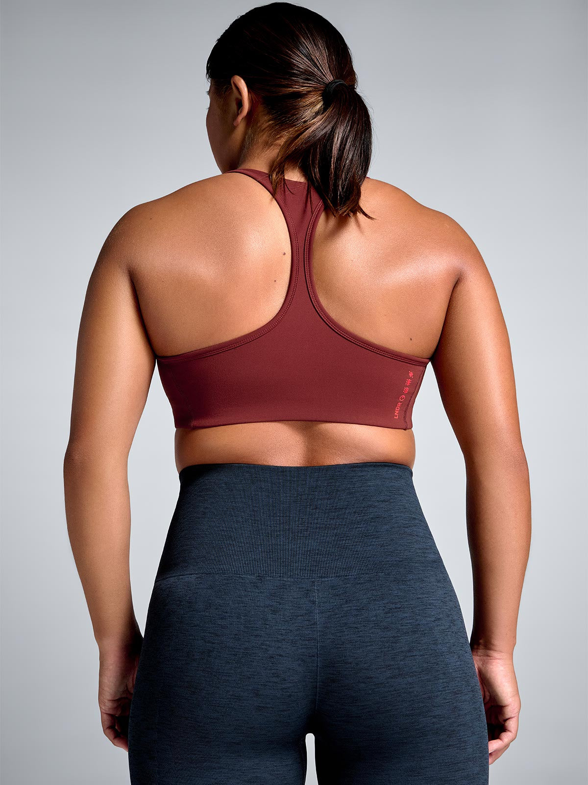 Womens femme fatale marine red rust sports bra 6