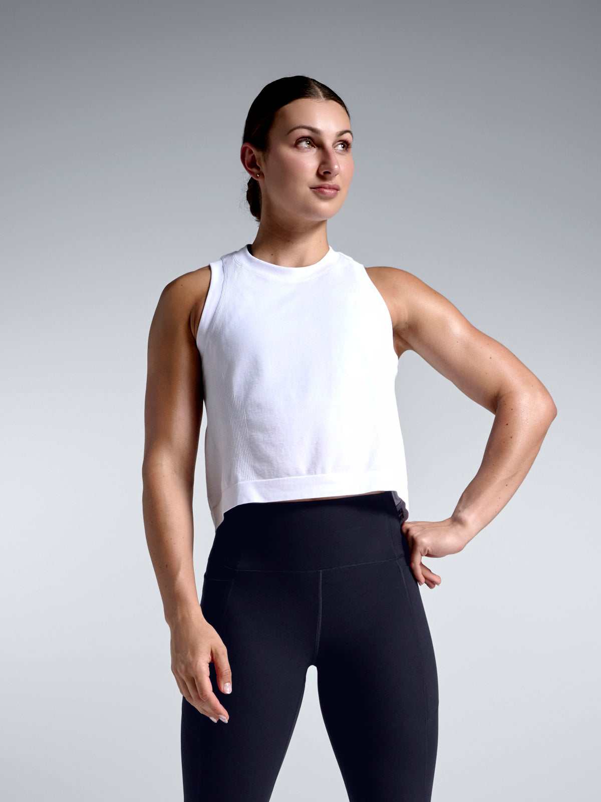 HERE TODAY Cropped Tank White