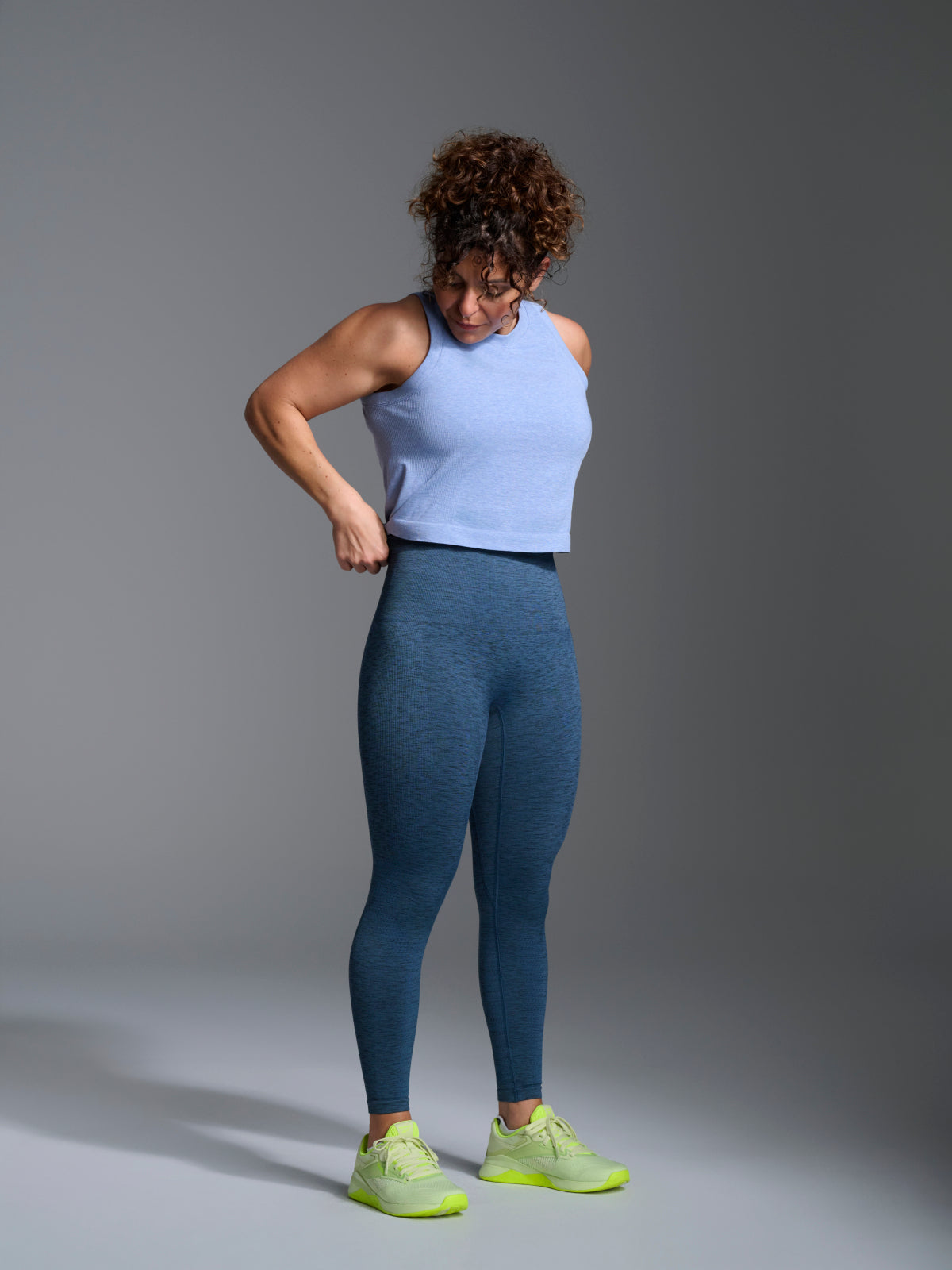 Womens here today cropped blue marl tank top 5
