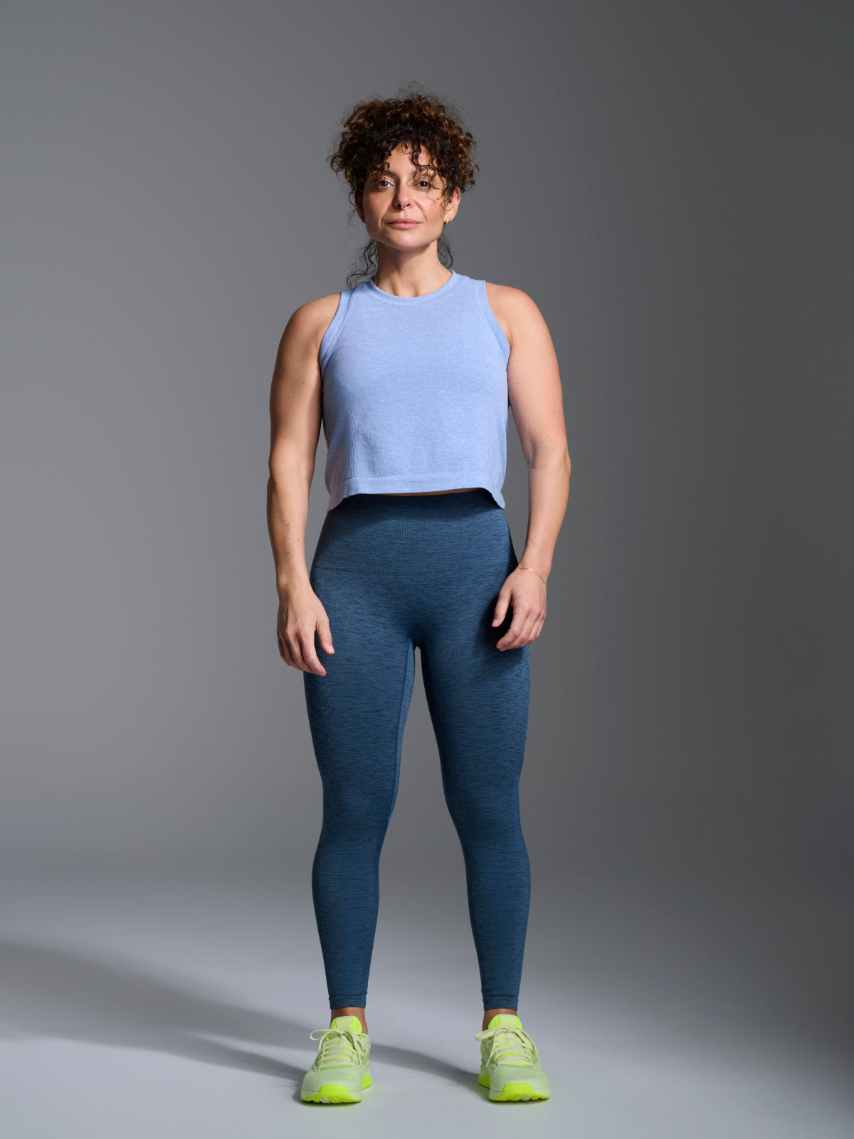 Womens here today cropped blue marl tank top 8