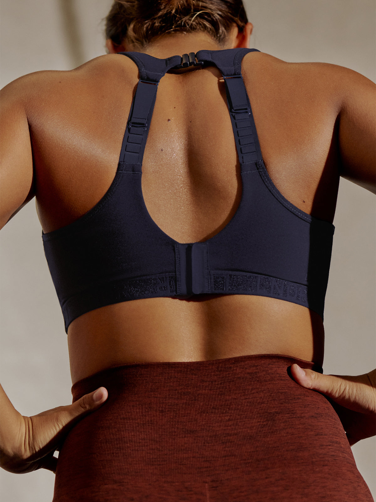 Womens locked and loaded navy blue sports bra 5