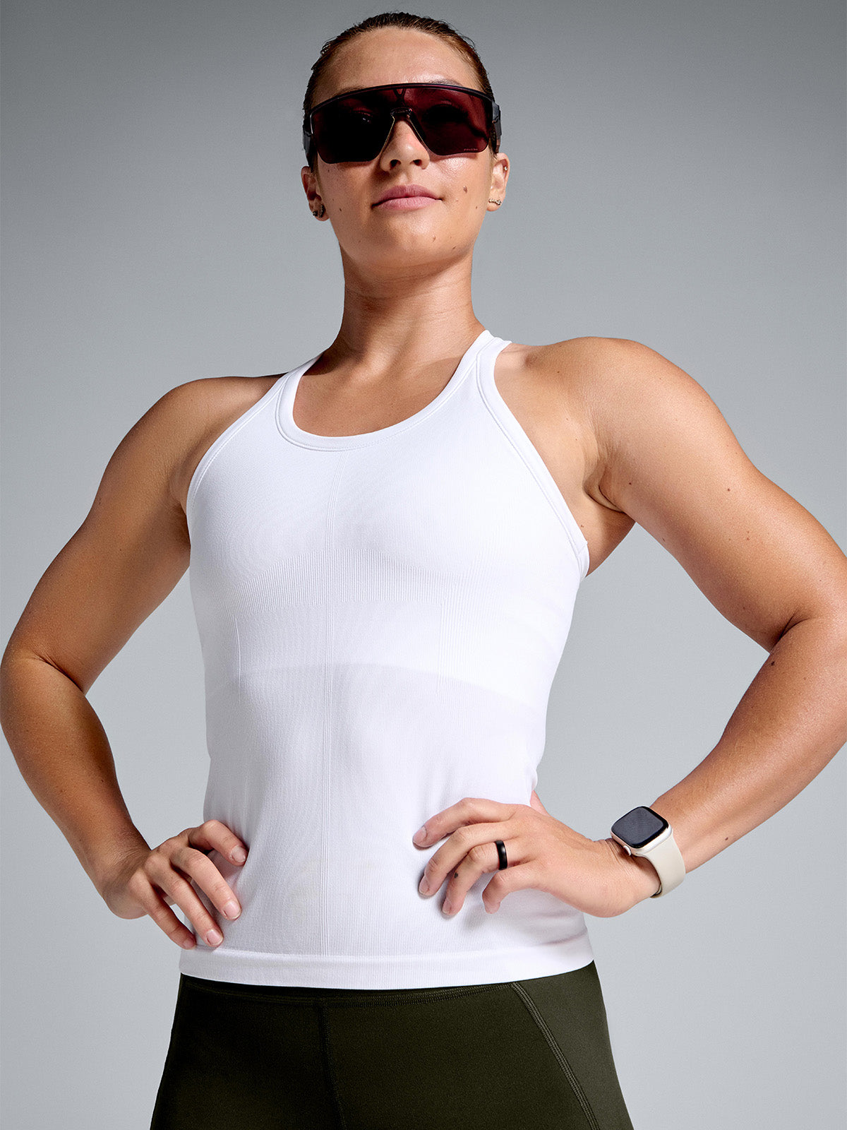 Womens white recycled muscle tank 3