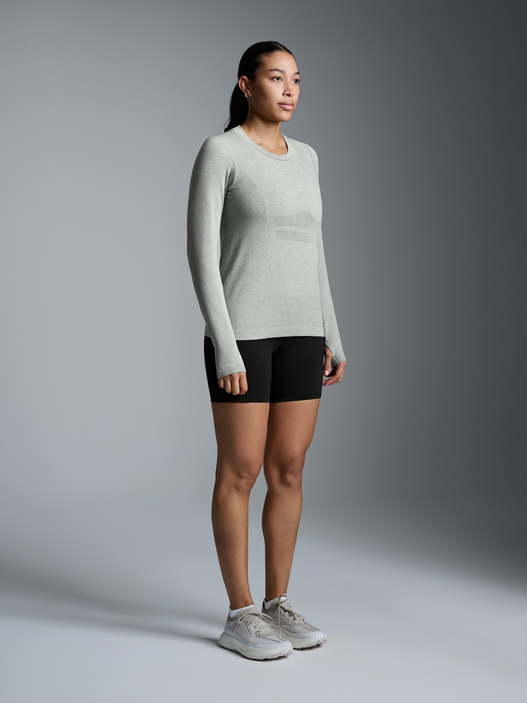 HERE TODAY MELANGE Long Sleeve Tee Sage Marl