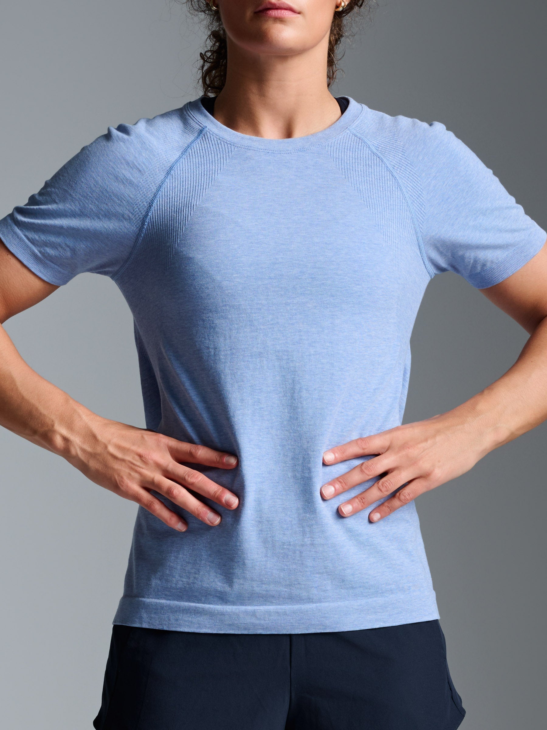 HERE TODAY MELANGE Short Sleeve Tee Blue Marl