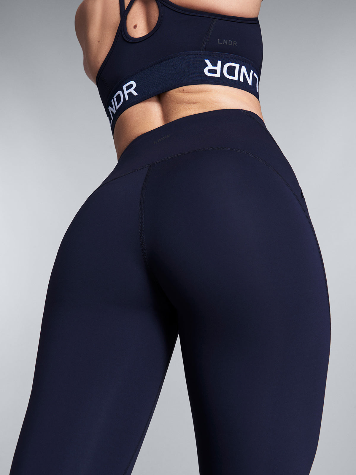 Womens lightspeed high waisted full length navy blue leggings 3