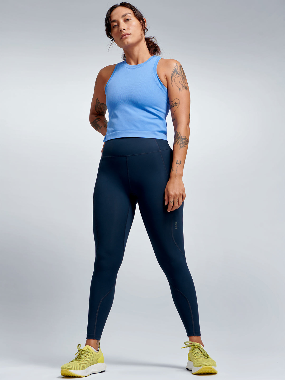 Power Cropped Workout Leggings - Navy Blue, Women's Leggings