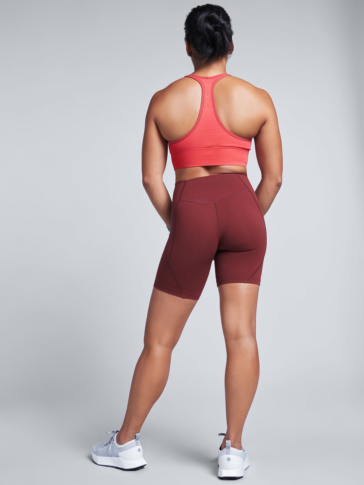 Womens limitless high waisted 7.5 inch red rust bike shorts 5